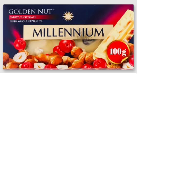 Шоколад Millenium Golden Nut білий з цільними лісовими горіхами 100 г